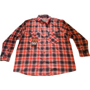 Dixxon Flannel Defcon Powersports Mens Size 5XL Orange Black Long Sleeve Button‎